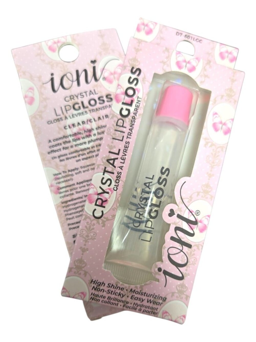 Ioni Crystal Lip Gloss Lot of 2– Clear with Pink Cap